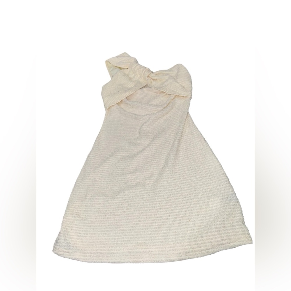 SHEIN Cream Knit One Shoulder Dress‎